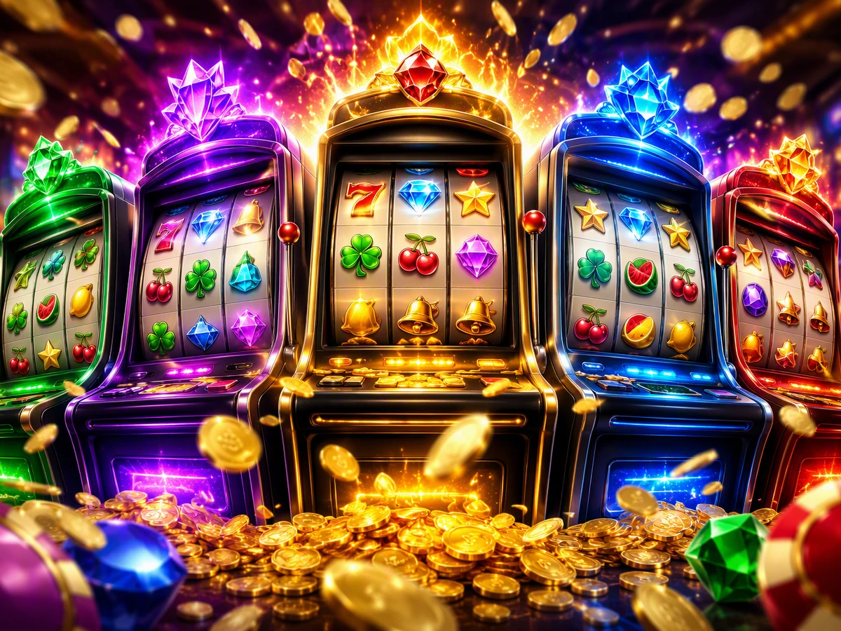 Tampilan permainan slot BARU01 dengan gulungan dan simbol warna-warni